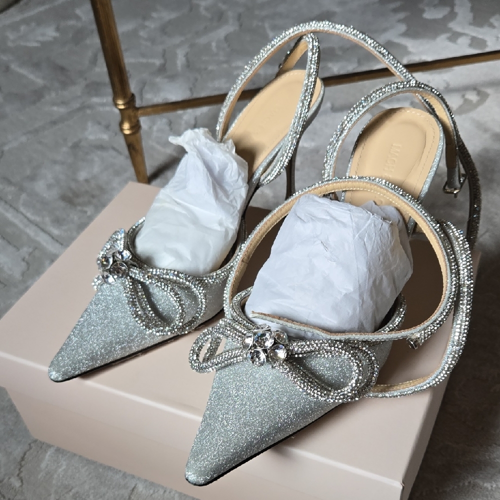 MACH & MACH Glittering Silver Heels